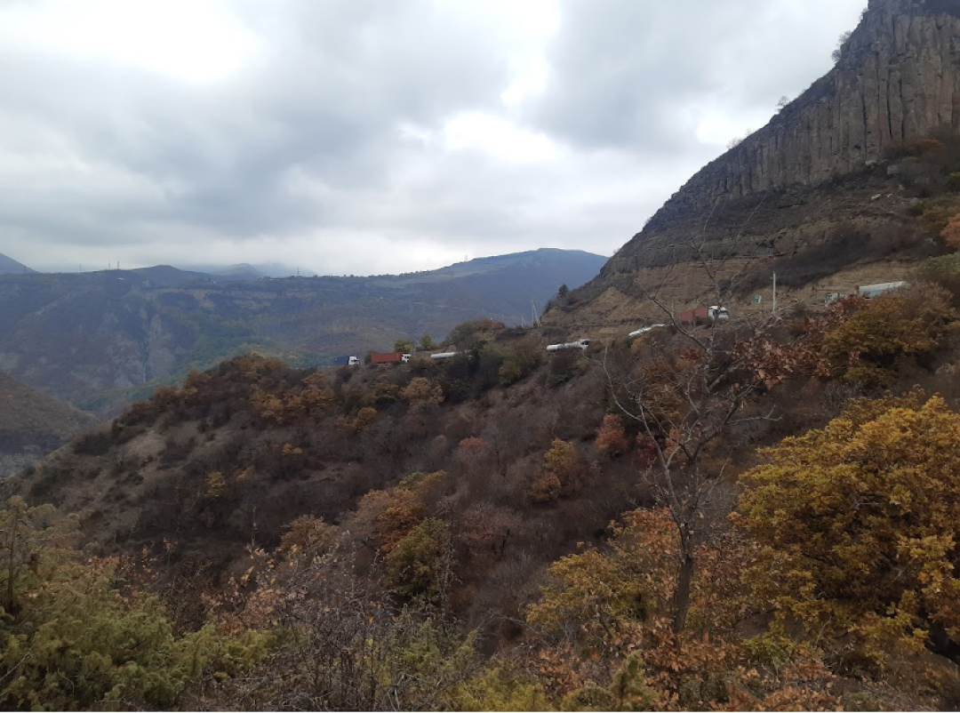 Iranian trucks on the mountainous roads of Syunik. Tatev, October 2022. Photo by the author. Iranian trucks on the mountainous roads of Syunik. Tatev, October 2022. Photo by the author.